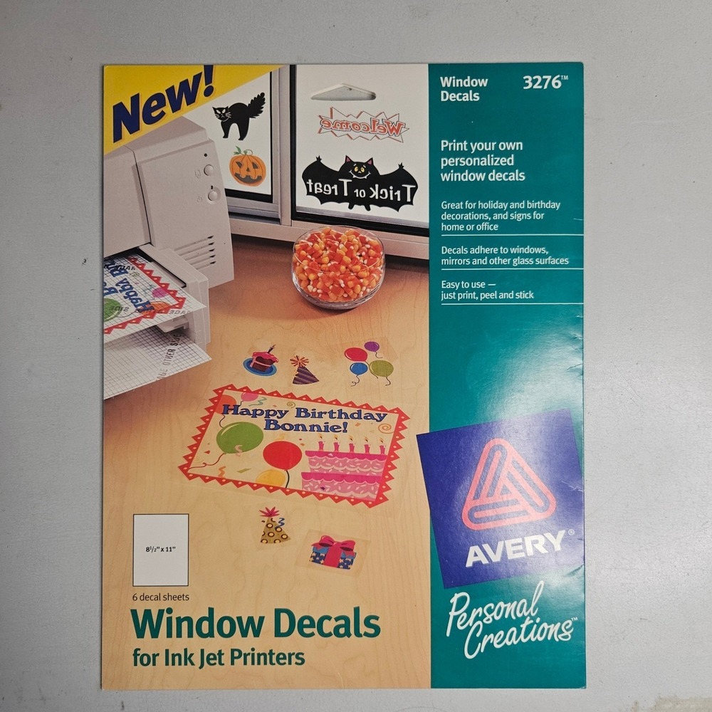 Avery 3276 Personal Creations Window Decals for Ink Jet Printers 6 Sheets 8.5x11